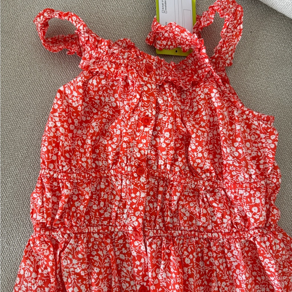 Red & White Floral Ruffled Cami top S Red Floral